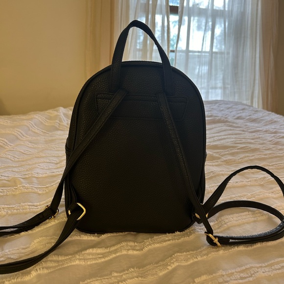 Claire’s Faux Leather Gold Pearl Studded Black Backpack - Picture 2 of 7